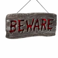 Halloween Beware-kyltti Valoilla