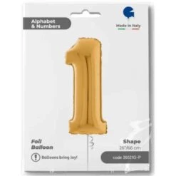 Folionumeropallo 1 Kulta 66 Cm 5 Folionumeropallo 1 Kulta 66 Cm -Muovi Ja Lelu US Folionumeropallo 1 kulta 66 cm 1