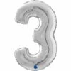 Folionumeropallo 3 Hopea 66 Cm -Muovi Ja Lelu US Folionumeropallo 3 Hopea 66 cm