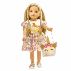 Nuken Mekko Kultainen Yksisarvinen 35-45 Cm Hesell -Muovi Ja Lelu US Nuken Mekko Kultainen Yksisarvinen 1