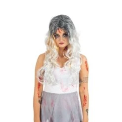 Peruukki Halloween Queen Harmaa-valkoinen