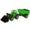 Plasto Kauhatraktori Ja Peräkärry Vihreä -Muovi Ja Lelu US Plasto kauhatraktori ja karry vihrea